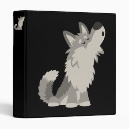 Cute Howling Tecknad Varg Avery Binder