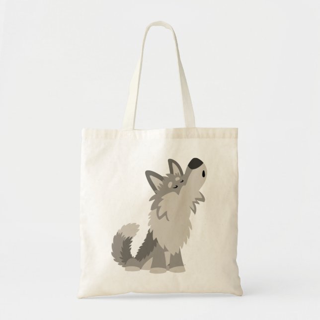 Cute Howling Tecknad Varg Bag Tygkasse (Framsidan)
