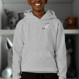 Cute Howling Tecknad Varg Kids Zip Hoodie Tee Shirt