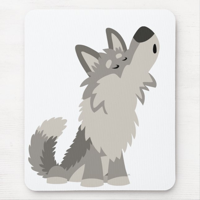 Cute Howling Tecknad Varg Mousepad Musmatta (Framsidan)
