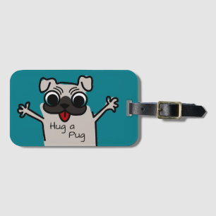 Cute Hug a Pug Teal Bagagebricka