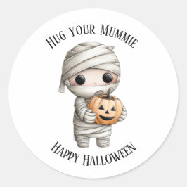 Cute Hug din mamma Halloween Round Sticker Runt Klistermärke
