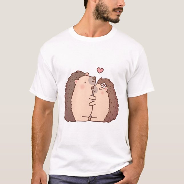 Cute Hugger Hedgehogs i Kärlek T Shirt (Framsida)