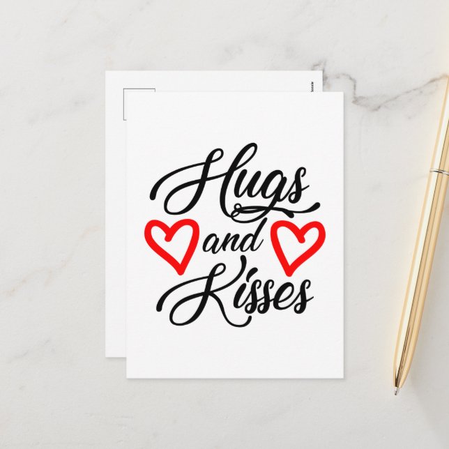 Cute hugs kisses Valentine Helg Vykort (Fram/Back In Situ)