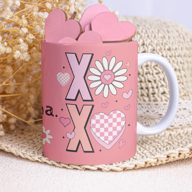 Cute Hugs&Kisses XOXO Rosa Kärlek på Alla hjärtans Kaffemugg (Skapare uppladdad)