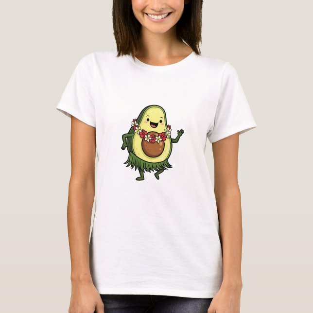 Cute Hula Avocado Character Dancing T Shirt (Framsida)