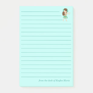 Cute Hula Dancer Girl Anpassningsbar Tropical Teal Post-it Block