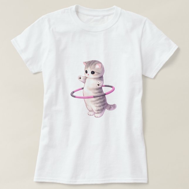 Cute Hula Hoop Cat T-Shirt (Design framsida)
