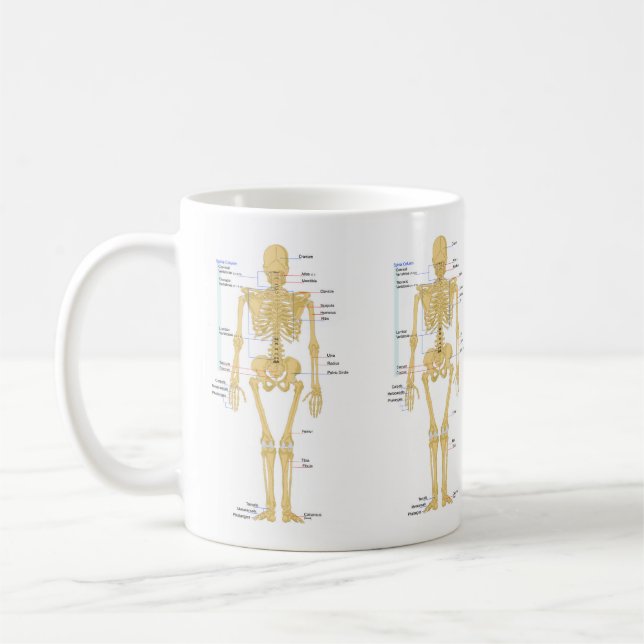 Cute Human Skeleton med etiketter Kaffemugg (Vänster)