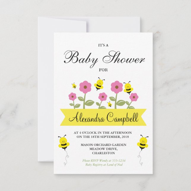Cute Humla Baby Shower-inbjudan Inbjudningar (Framsida)