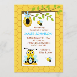Cute Humla Boy Baby Birth-annons Card Meddelande