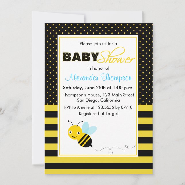 Cute Humla Boy Baby Shower-inbjudan Inbjudningar (Framsida)