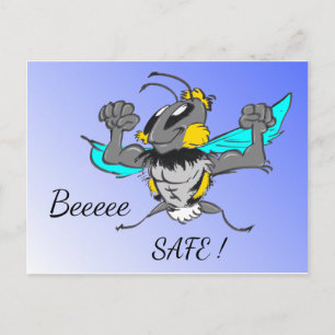 Cute Humla Cust. vykort för texten "Var Säker"