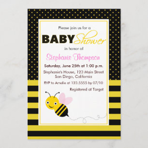 Cute Humla Girl Baby Shower-inbjudan Inbjudningar