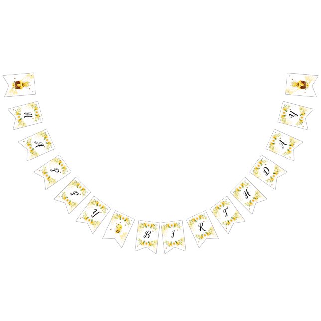 Cute humla Grattis på födelsedagen Vimplar (Alla)