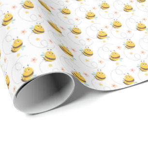 Cute Humla och blommor Pappra Presentpapper