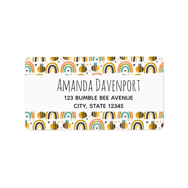Cute Humla och Rainbows Mönster Adressetikett (Framsidan)