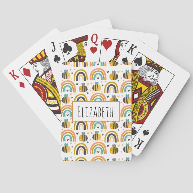 Cute Humla och Rainbows Mönster Casinokort (Baksidan)