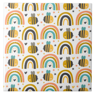 Cute Humla och Rainbows Mönster Kakelplatta
