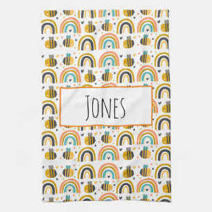 Cute Humla och Rainbows Mönster Kökshandduk