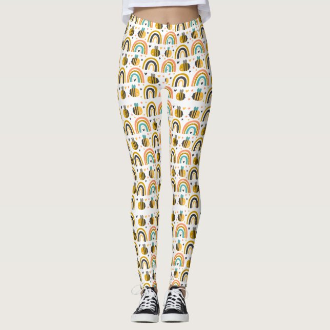 Cute Humla och Rainbows Mönster Leggings (Framsida)