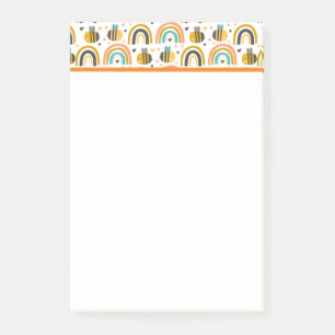 Cute Humla och Rainbows Mönster Post-it Block