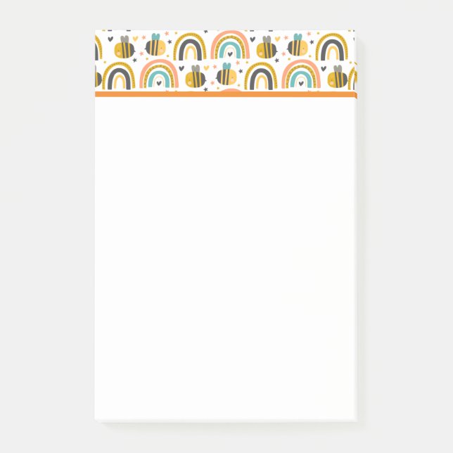 Cute Humla och Rainbows Mönster Post-it Block (Framsida)