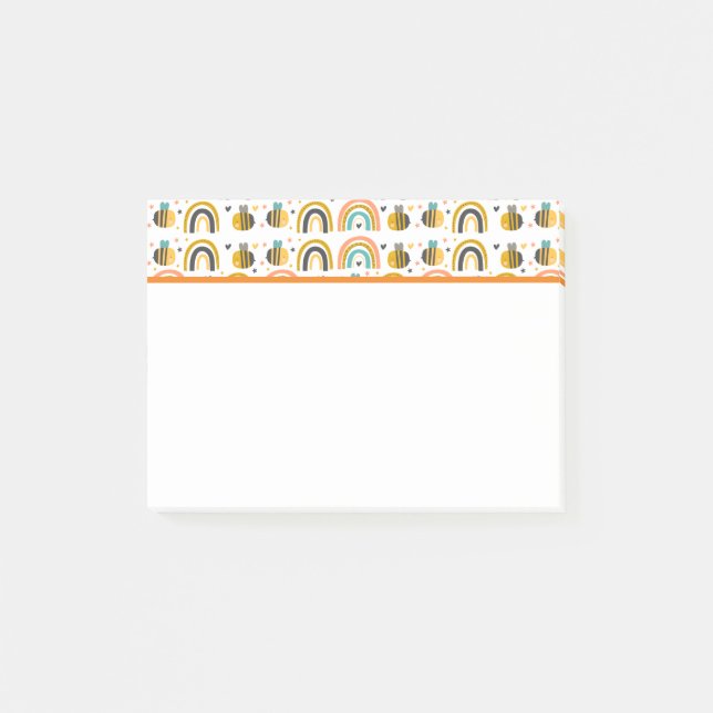 Cute Humla och Rainbows Mönster Post-it Block (Framsida)