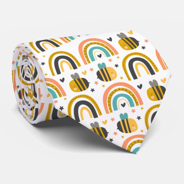 Cute Humla och Rainbows Mönster Slips (Rullad)