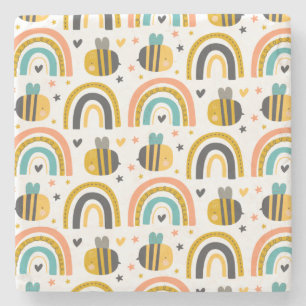 Cute Humla och Rainbows Mönster Stenunderlägg