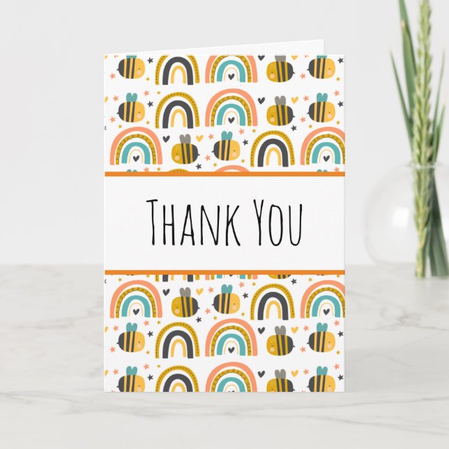 Cute Humla och Rainbows Mönster Tack Kort (Framsida)