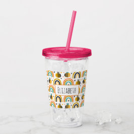 Cute Humla och Rainbows Mönster Take Away Mugg