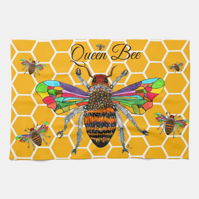 Cute Humla Queen Bee Kitchen Towel Kökshandduk (Horisontell)