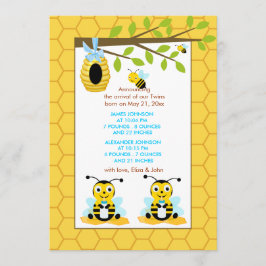 Cute Humla Twillingars Boy Baby Birth Notice Meddelande