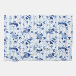 Cute hummer på ljusblå och vita rand kökshandduk