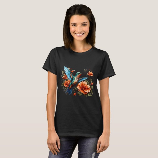Cute Hummingbird design T-Shirt (Hel framsida)