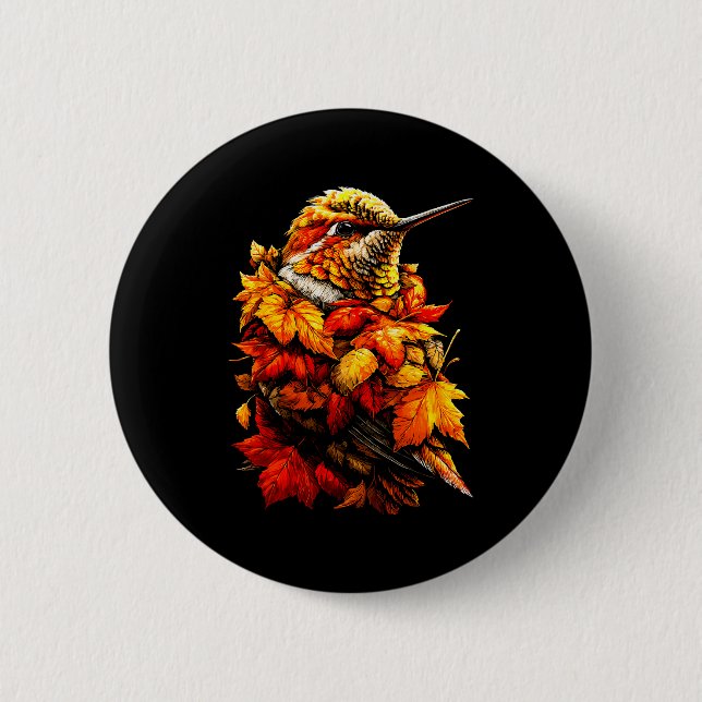 Cute Hummingbird Fall Leaves Forest Vibes Autumn A Knapp (Framsida)