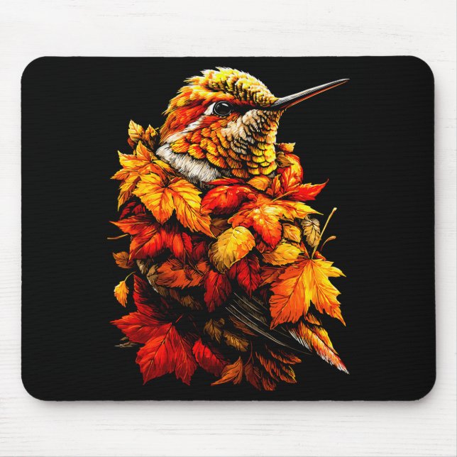 Cute Hummingbird Fall Leaves Forest Vibes Autumn A Musmatta (Framsidan)