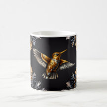 Cute Hummingbird Guld och Slever FLOBAK Bakgrund
