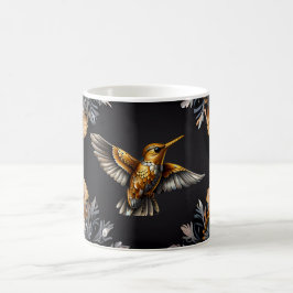Cute Hummingbird Guld och Slever FLOBAK Bakgrund Kaffemugg