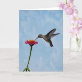 Cute Hummingbird Hoveron Rosa Flower Note Card Kort