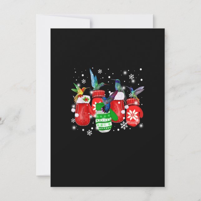 Cute Hummingbird In Gloves Christmas Bird Lovers M Inbjudningar (Framsida)