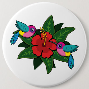 Cute Hummingbird on Hibiscus Flower Tecknad - W Knapp