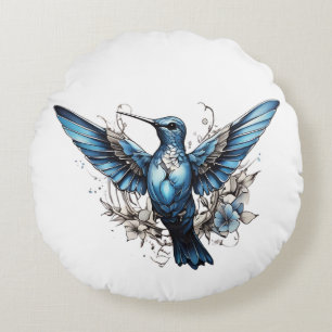 Cute Hummingbird rosa & Blue Rund Kudde