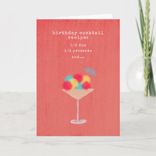 Cute Humor Cocktail Recipe Enkel modern födelsedag Kort