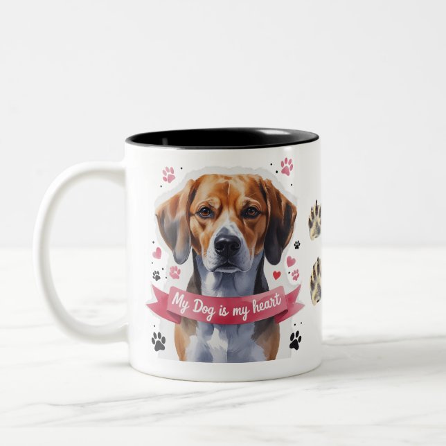 Cute Hund älskare 2-Tone Mugg (Vänster)