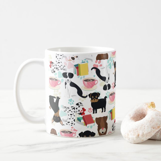Cute Hund älskare Bok Älskare Kaffemugg (Med munk)