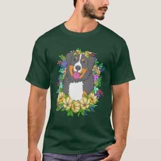 Cute Hund älskare Flower Bernese Hund för Hund fri T Shirt