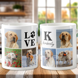 Cute Hund älskare Personlig KÄRLEK 7 Fotokollage Kaffemugg