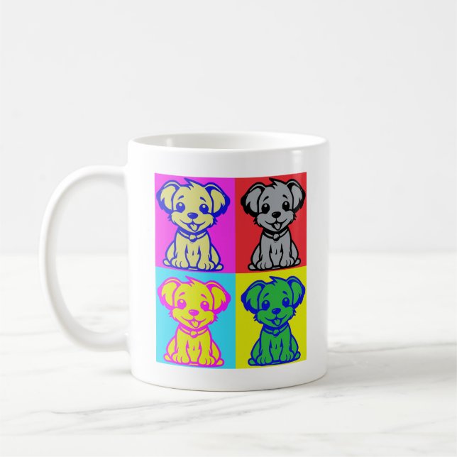 Cute Hund älskare-poppsten, fyra valpar Kaffemugg (Vänster)
